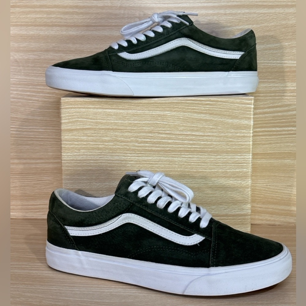 Vans Old Skool Green Suede Sneakers Men 9.5 Women 11 Classic Skate Shoe - Picture 3 of 7